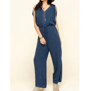 ARIAT Romper Jumpsuit Womens Size Large Blue Floral Boho‎ Country Cowgirl New thumbnail 3
