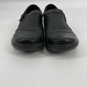 Clarks Womens Black Leather Side‎ Zip Comfort Slip On Shoes thumbnail 5