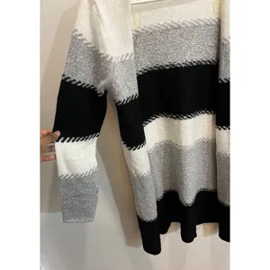Fortune Ivy NEW Women Small Black White Color Block Long Sleeve Duster Cardigan thumbnail 3