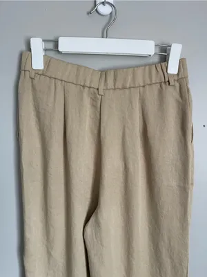 OGL Tan European Linen Blend Mid Rise Flared Pant with Pockets Sz M thumbnail 8