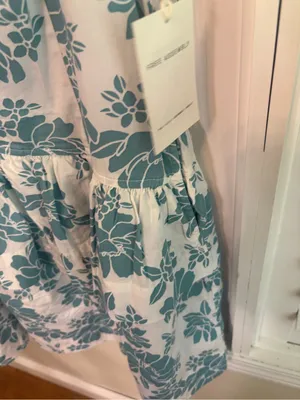 Free Assembly White And Blue Flutter Sleeve Floral Dress Size Small thumbnail 5