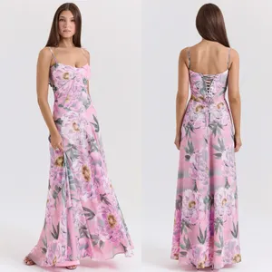 House‎ of CB ‘Seren Pink Floral Floral Lace Back Maxi Dress NWOT Size L A-C thumbnail 10