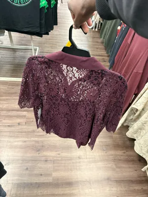 Elegant Lace Burgundy Free People Wrap Top thumbnail 2