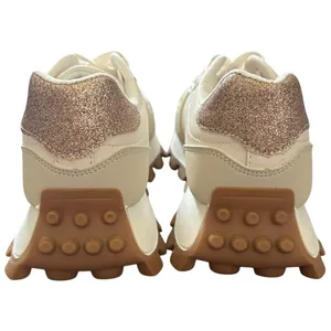 NEW Women's‎ Chunky Lug Sole Platform Sneaker Size 9 Neutral Glitter Glam thumbnail 3