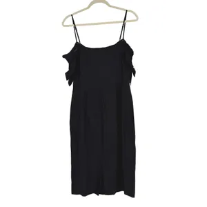 Abercrombie & Fitch Black Linen Blend‎ Off Shoulder Sheath Dress 8T Tall LBD thumbnail 3