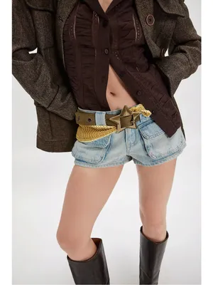 Free People Bohemian Grunge 90s Zoa Star Buckle Hip Belt Medium Large NWT thumbnail 2