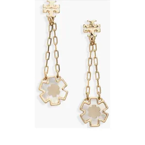Tory Burch Kira Clover Linear Earrings Forget Me Not Drop Earrings New w/tag thumbnail 4