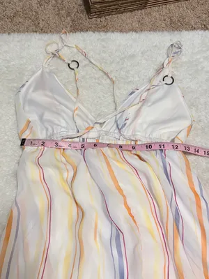 Charlotte Russe small White Striped Spaghetti Strap Ruffle Hem Maxi Dres thumbnail 2