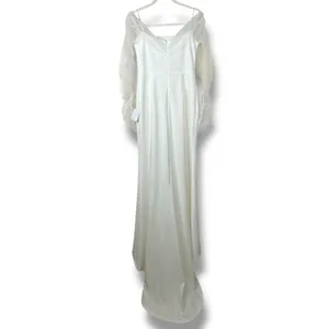NEW Lulus Bridal Beautifully Beloved White Mesh Off-the-Shoulder Gown Maxi Dress thumbnail 7