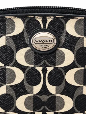Coach Black Gray Cream Op Art Cosmetic Makeup Pouch thumbnail 5