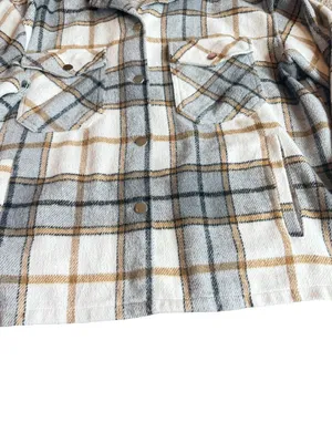 Bohme Plaid Flannel Shacket Shirt Jacket Snap Down Button Pockets Medium Women's thumbnail 5