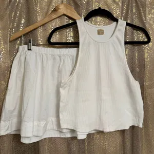 Free People Free-Est White Milani Tank Top Mini Skirt‎ Boho Cotton Set Medium thumbnail 3
