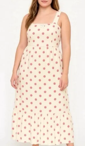 Reformation Rowen Linen Dress Pink Polka Dot 12 thumbnail 1