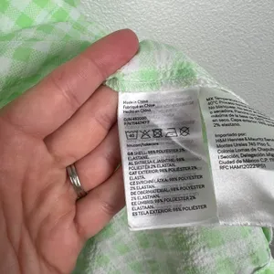 H&M Divided‎ Women Green Gingham Puff Sleeve Sweetheart Dress M thumbnail 5
