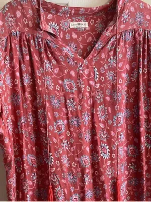 Natural Life Dara Floral Tassel Kaftan 3/4 Sleeve Maxi Dress Size XL hippie boho thumbnail 3