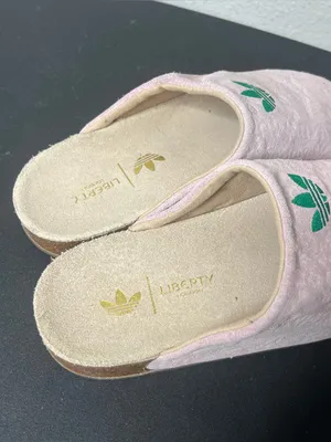Adidas Liberty of London Adimule Slides Slip On Mule in Sandy Pink & Bold Green thumbnail 6