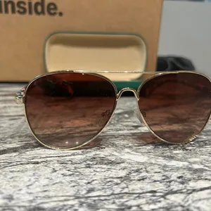 Gold Aviator Sunglasses with Brown Lenses thumbnail 5