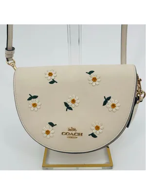 Coach C2863 Ellen Daisy Crossbody Bag Chalk White Embroidered Leather thumbnail 3