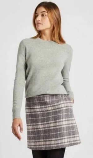 Uniqlo Womens Sz 4 Plaid Mini Skirt in Gray and Cream Fully Lined Pockets Zipper thumbnail 1
