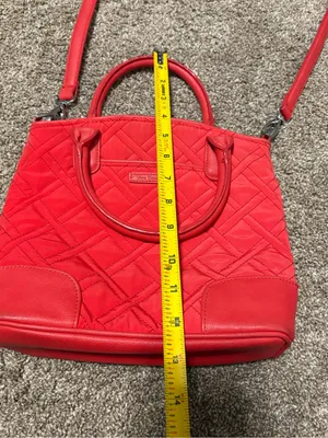 (Vera Bradley) Quilted Red Day Off Crossbody Bag: 9” x 10” thumbnail 9