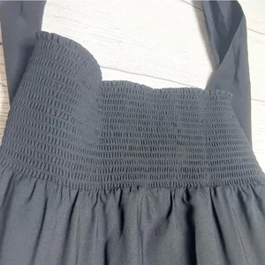 Ann Taylor Black Boatneck Dolman Sleeve Smocked Waist Tie Back Top Size Large thumbnail 8