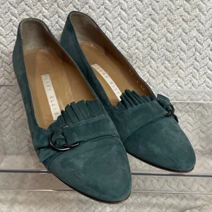 Vintage Perry‎ Ellis Womens 6.5 Classic Teal Suede Kitten Heel Preppy Loafers thumbnail 3
