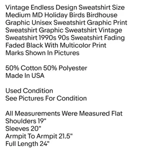 Endless Designs Vintage Sweatshirt Size Medium M Holiday Birds Birdhouse Graphic Unisex Sweatshirt thumbnail 2