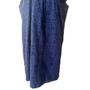 J.Crew Eyelet Shift Dress‎ Womens Size 16 Navy Blue Excellent Ruffle Tie-Neck thumbnail 8