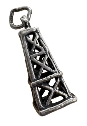 Vintage Sterling Silver Oil Derrick Charm 3D Drilling Rig Pendant STG 925 thumbnail 1