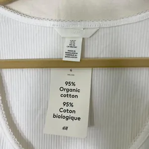H&M White Ribbed Ruched Tank Top Organic Cotton US XL thumbnail 2