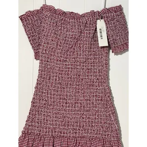 Petersyn Mini Benson Dress XS Smocked Off Shoulder Gingham Cotton NWT thumbnail 12