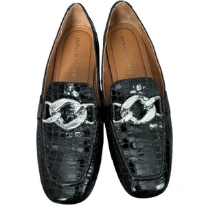 Donald Pliner Women's Bristol Crocco Patent Leather‎ loafer Size 9 Black thumbnail 3