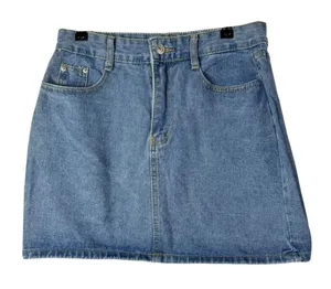 Boutique Light Blue‎ Denim Wash A-Line Mini Skirt M thumbnail 1