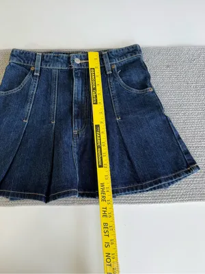 Zara Dark Rinse Blue Denim Pleated Mini Skirt Size XS thumbnail 8