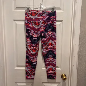 Aerie Chill Play Move High Waisted Geometric Chevron‎ Leggings Purple Red Large thumbnail 5