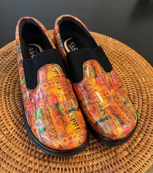 Klogs Footwear Women Multi Color Graffiti Patent Leather Nursing Clogs‎ Shoes thumbnail 1