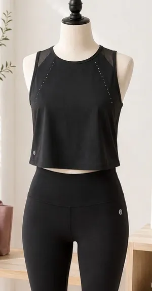 Lululemon Sculpt Cropped Tank Top Black Athletic Tank Size 10 thumbnail 1
