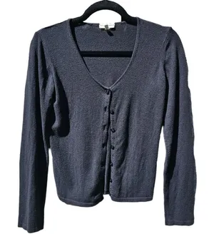 Emporio Armani Women's Black Button Front Long Sleeve Cardigan Sweater‎ Size 10 thumbnail 1