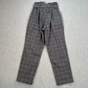 DO + BE Paperbag Waist Trouser Pants Size Small Plaid Straight Leg High Waist thumbnail 7
