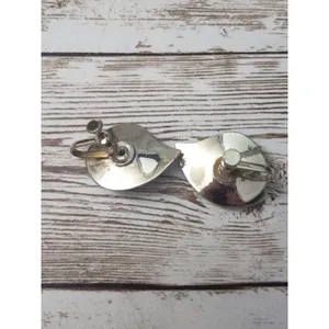 Vintage Screw On Earrings - Teardrop Shape with Turquoise Tone Gem thumbnail 4