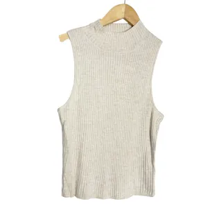 Alo Yoga Oatmeal Heather Sweater Knit Unwind Sleeveless Mock Neck Top Size Small thumbnail 4