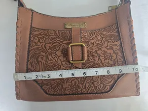 Stylish Tooled‎ Shoulder Crossbody Bag Adustable Strap Intricate Floral Embossed thumbnail 5
