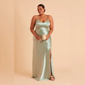 NWT Birdy Grey Jay Shiny Satin Dress In Sage Size XL thumbnail 4