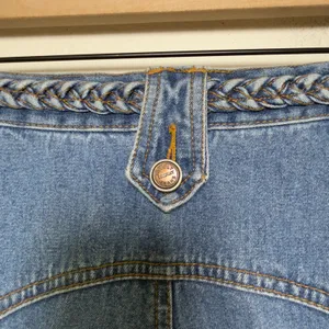 VTG‎ 90s Revolt Women Jeans Blue Bareback Braided Waist Wide Leg Carpenter Retro thumbnail 11