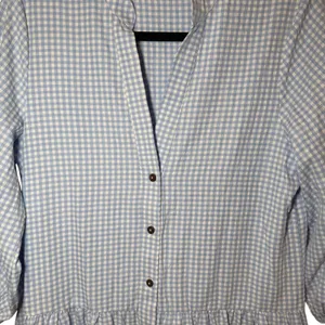 Petal & Pup Daria Dress Tiered Mini Gingham‎ Button White Blue Size Small thumbnail 3