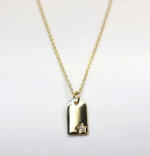 Boutique 14k gold plated 925 Silver Dainty Tag Necklace thumbnail 1