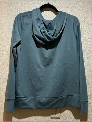 Vuori NWOT Halo Performance Hoodie Heather Blue Green Full-Zip sweatshirt XS thumbnail 7