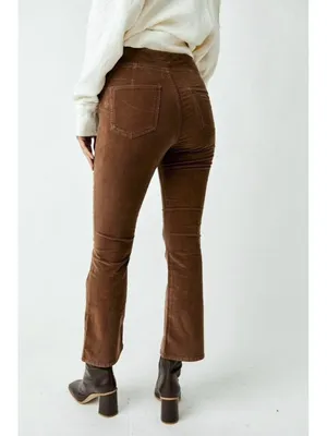 Free People In My Feelings Velvet Boho Distressed Crop Slim Flare Pants Size M thumbnail 6