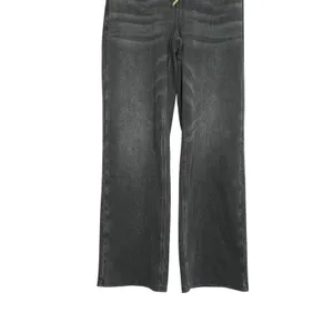 Halara Flex Denim Size Medium High Waisted Crossover Wide Leg Pants Washed Black thumbnail 3