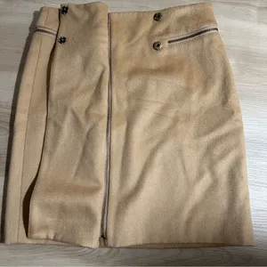 Tory Burch Wool Mini Skirt Tan 2 Womens‎ Zip Detail A-Line Luxury thumbnail 6